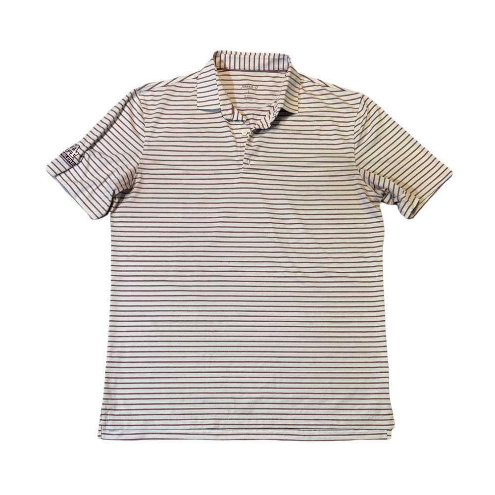 Johnnie-O mens L Large white purple stripe LA Ramblers hockey golf polo shirt